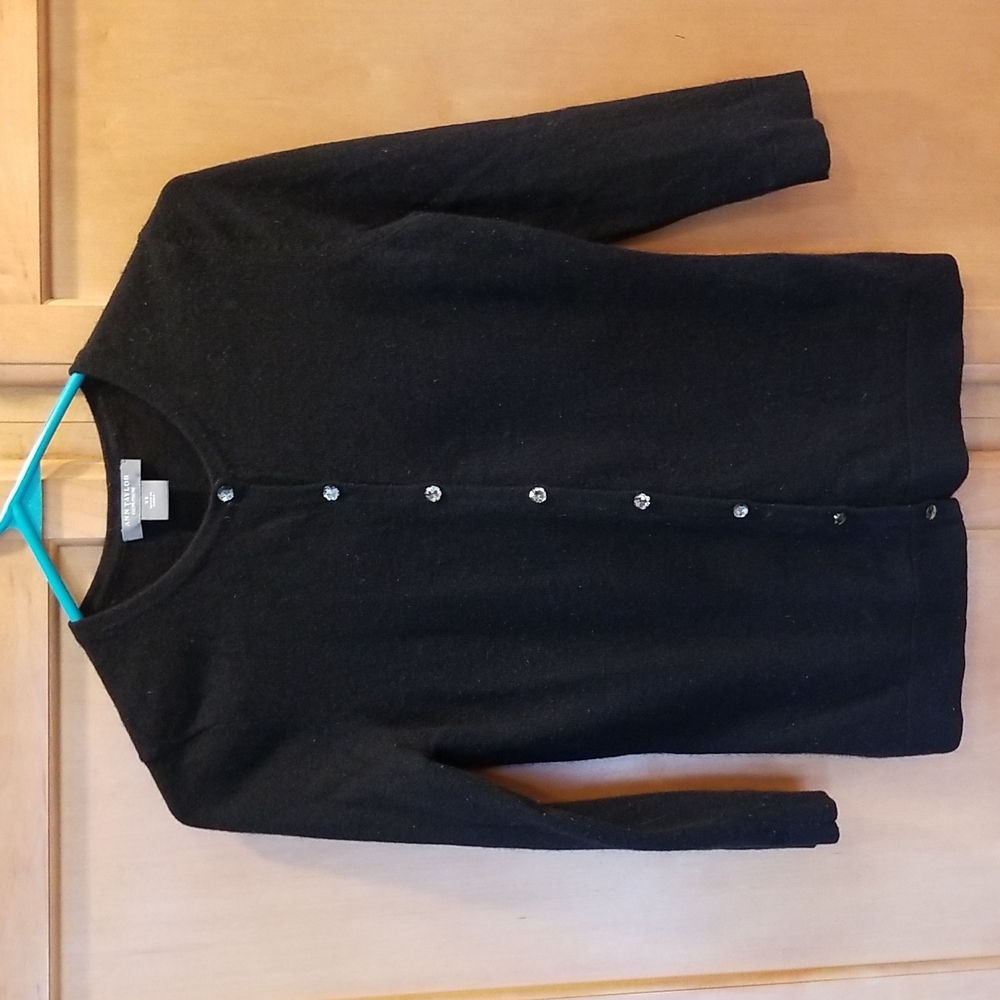 Ann Taylor 100% cashmere cardigan with jeweled buttons black size XS